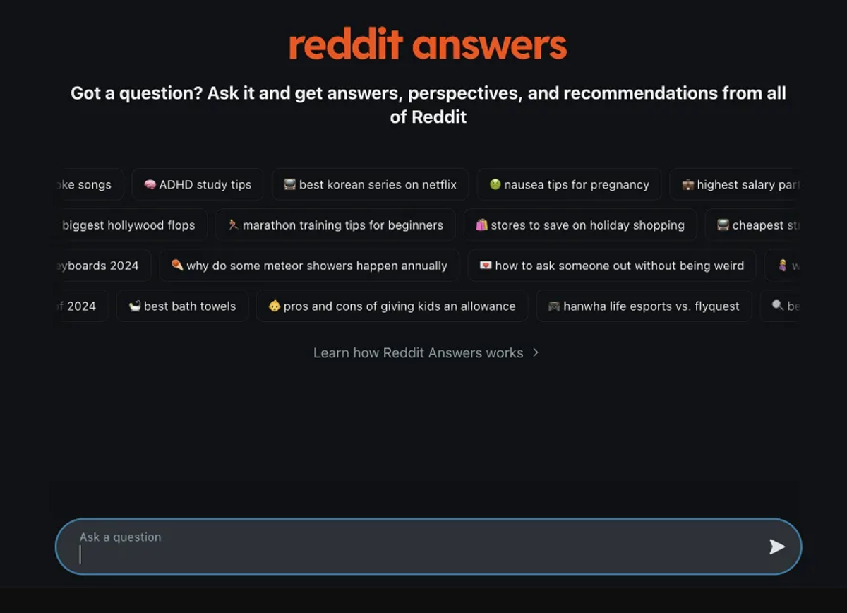 Reddit answers
